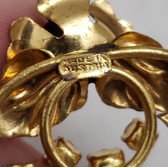 Equistive Austrian Made Floral Blue With Gold and Baby Blue Rhinestones Brooch - Picture 10 of 13